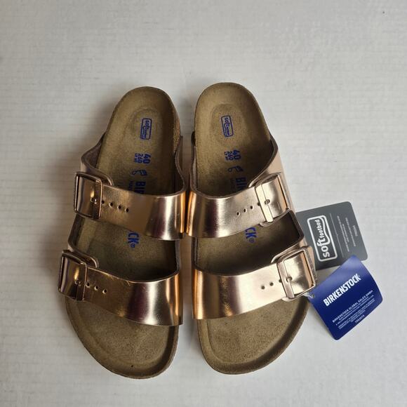 Birkenstock Arizona Size 40/L9/M7 Soft Footbed Metallic Copper Regular Fit - Picture 2 of 4